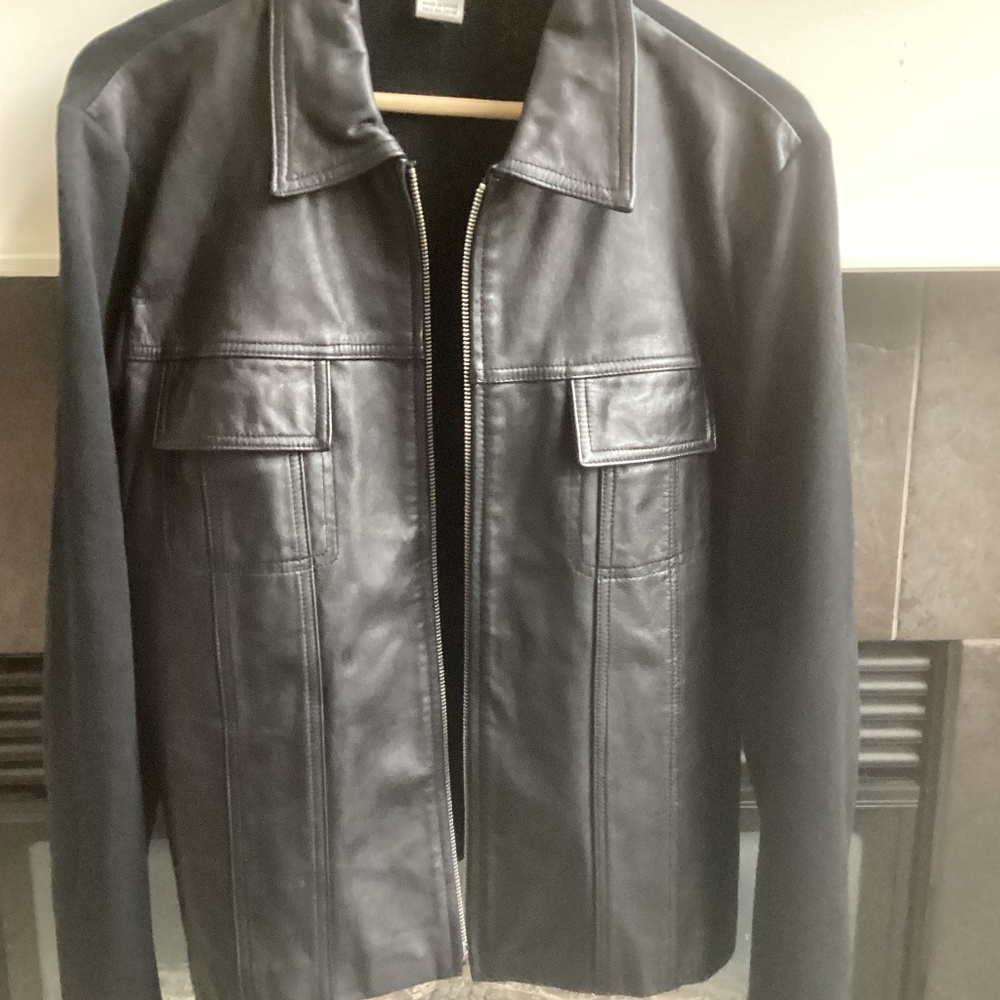 NYGARD REAL soft leather zip up jacket with knitted sleeves and back. m